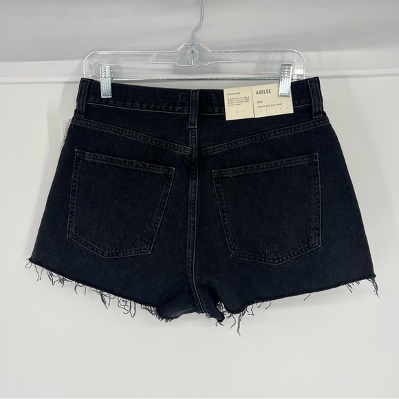 AGOLDE Mila Vintage Black Classic High Rise Denim Shorts in "Slow Burn" 30 NWT - Picture 6 of 9
